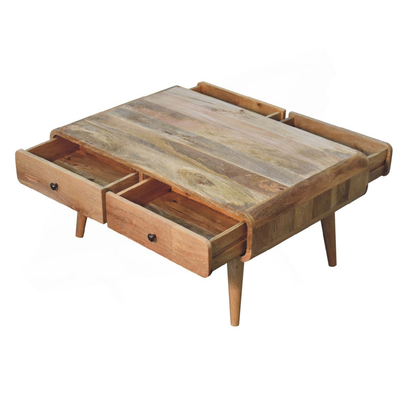 Table basse en bois Sonata, 4 tiroirs, brun clair, Chêne