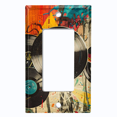 Metal Light Switch Plate Cover; US Standard Size 1 Gang GFI Rocker - Vinyl Records
