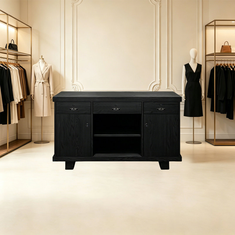 Bureau de réception rétro avec tiroir verrouillable, aucun assemblage requis, comptoir avant pour magasin de vêtements, salon, bureau et espaces de vente au détail