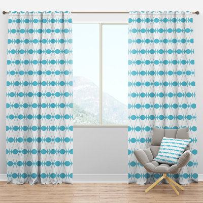 Abstract Retro Geometrical Design III - Mid-Century Curtain - Velvet Room darkening - 1 panel