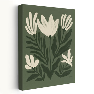 Simple pétales II - fleur floral crème, art vert