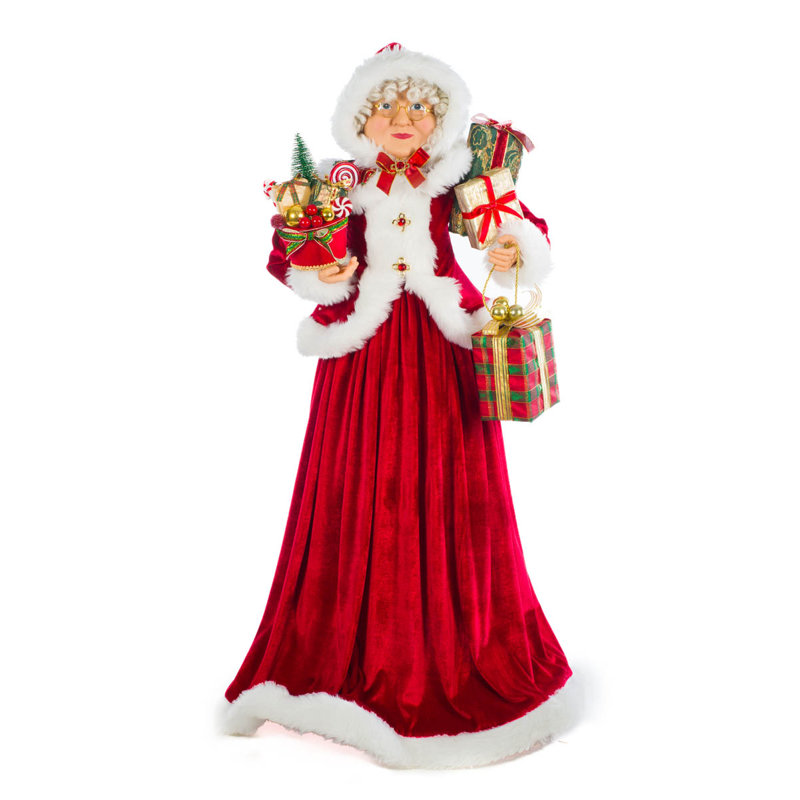 Figurine en tissu de velours rouge avec cadeaux