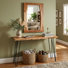 Bexton 48"W Industrial Solid Wood Metal Hairpin Natural Live Edge Media Console And 36" Mirror Set