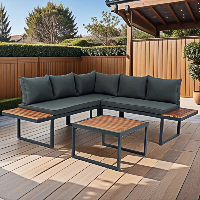 Ensemble de 4 canapés modulaires d'extérieur en osier de patio en L 4 pièces