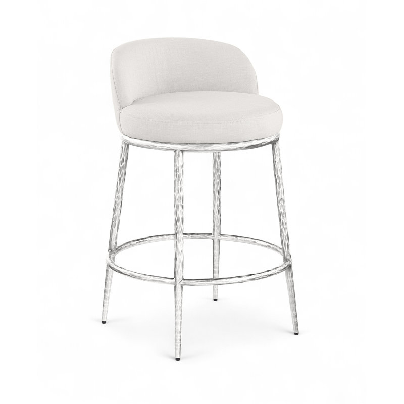 Tabouret de comptoir Ferro Hessle, Siège crème / cadre argenté