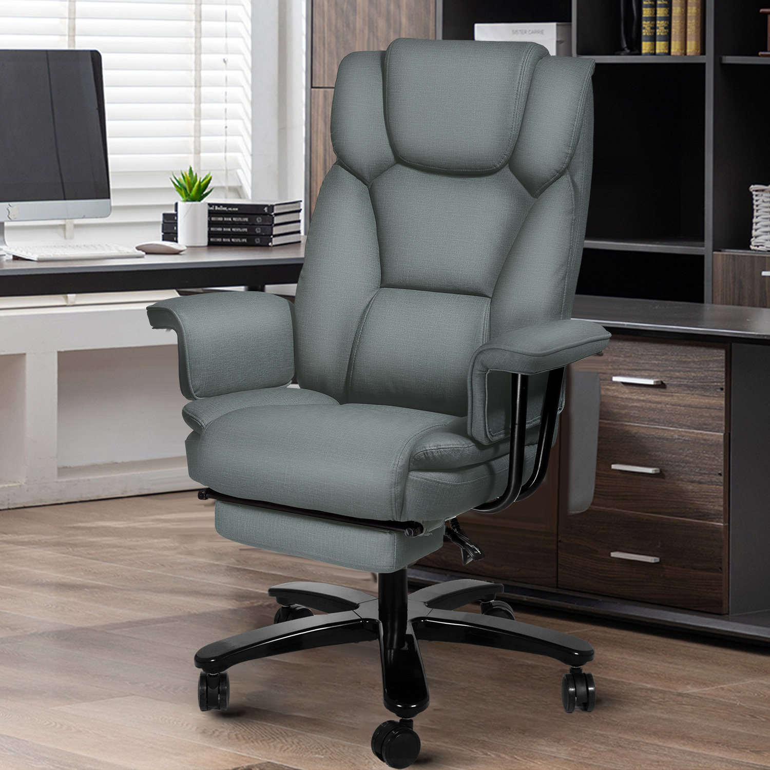 Heavy-Duty Bonded Leather Commercial Office Chair with Memory Foam, 350 Ib  Capacity - AliExpress