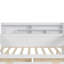 Lit de jour double en bois avec tablettes de rangement, deux tiroirs et bureau d'étude-295815714-295815724