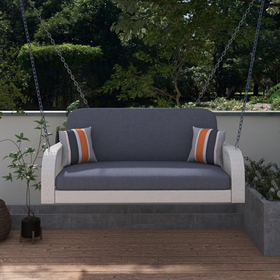 Balancelle pour 2 personnes Kachiri, banc suspendu 2 places avec chaînes, balançoire pour terrasse et jardin près de la piscine