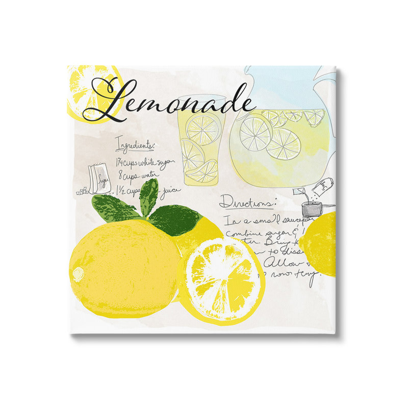 Bd-415_CN "Summer Lemonade Recipe Wrarap Canvas" par Daniela Santiago sur toile, H 24 po x l 24 po x P 1,5 po