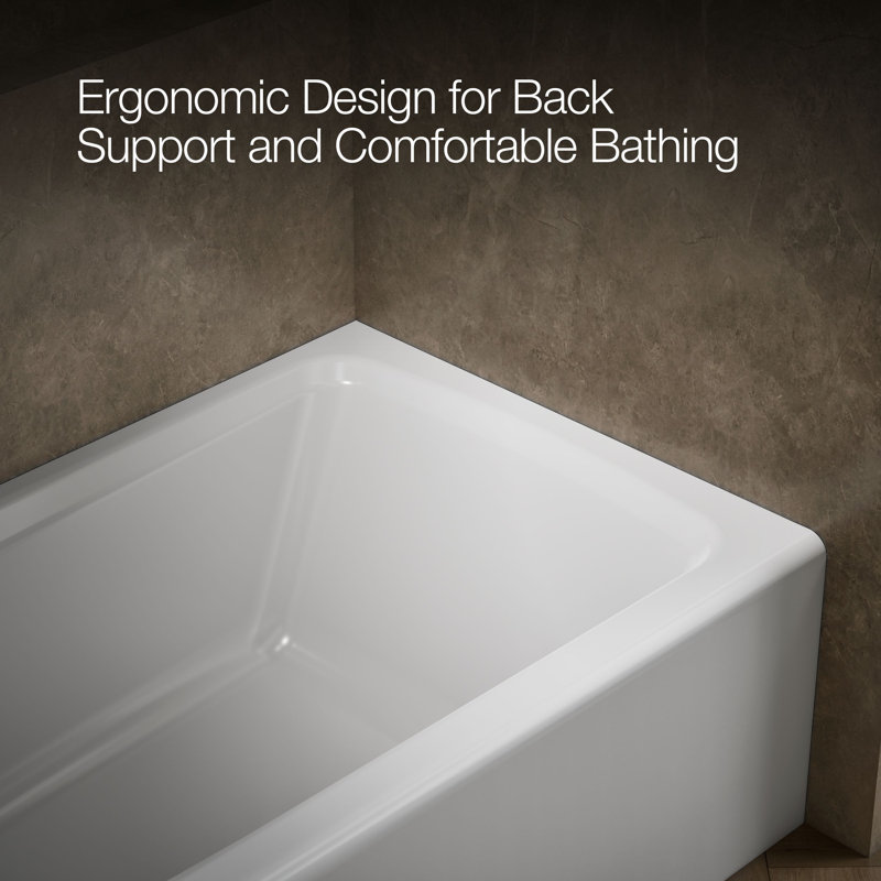 Mendota® 60" x 32" Soaking Bathtub, White, Right