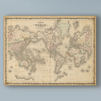 Map Of The World by Johnson - Unframed Print on Canvas