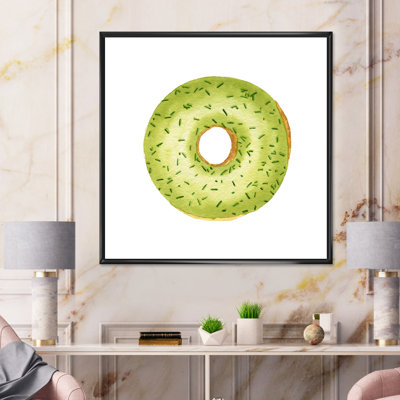 Beigne vert avec paillettes sur fond blanc - peinture sur toile