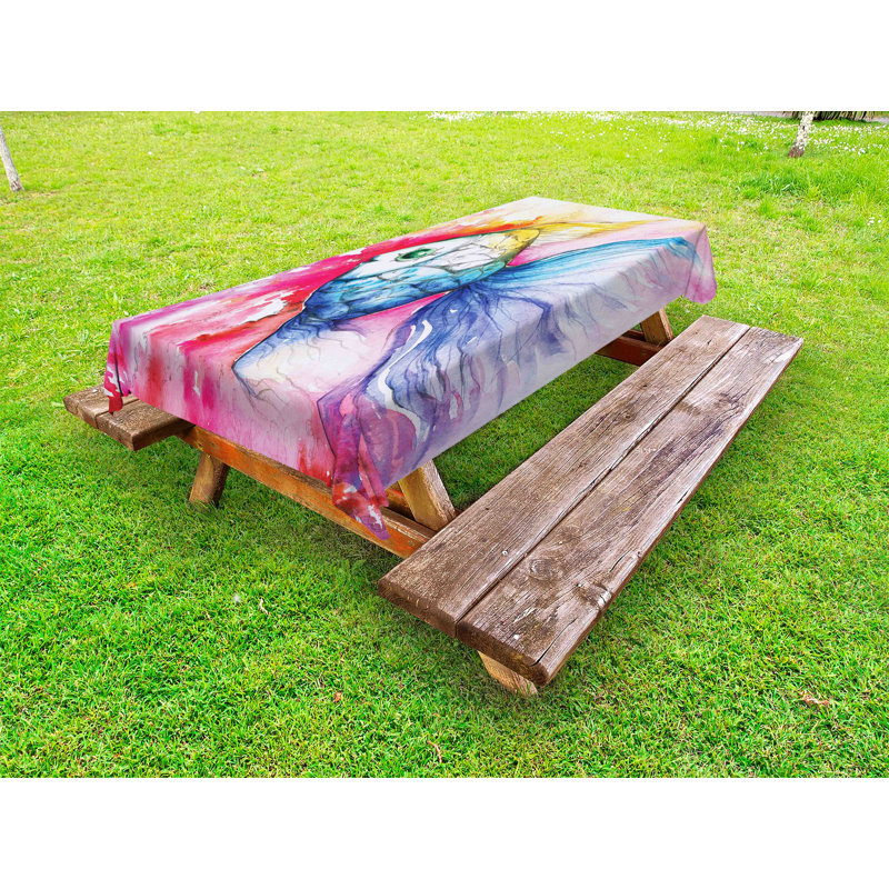Outdoor tablecloth, watercolor abstract art, multicolored