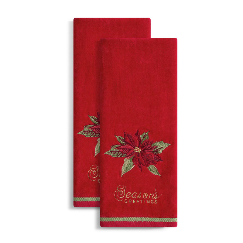 Lenox Seasons Greetings Embroidered Kitchen Towels, Set of 2, Multicolor - 16"W x 26"L