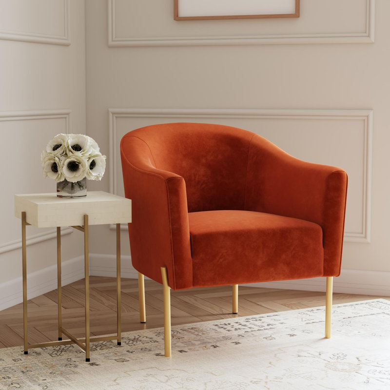 Occasional Chair, Orange Velvet