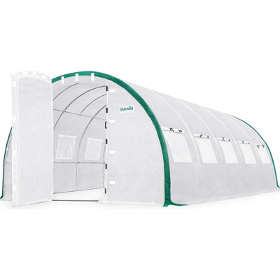 Quictent Upgraded 25x10x6.6 FT Large Walk-in Greenhouse, Heavy Duty Galvanized Hot House for Outdoors w/ Oxford Seam Reinforced PE Cove, White