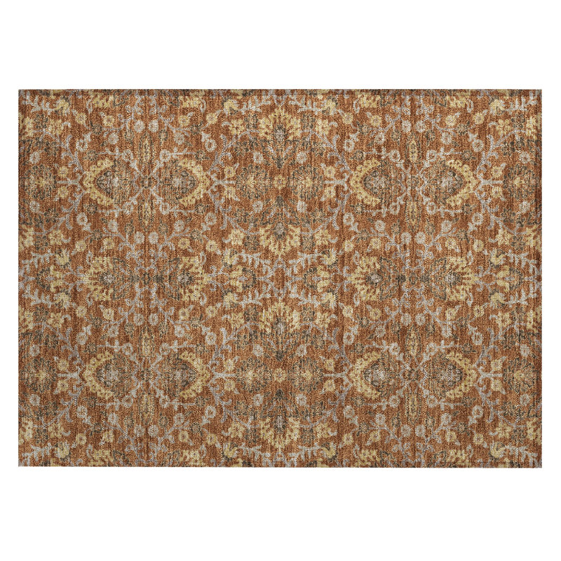 Machine Washable Indoor/Outdoor Chantille ACN2634 Global Rug, 1'8" x 2'6", Copper