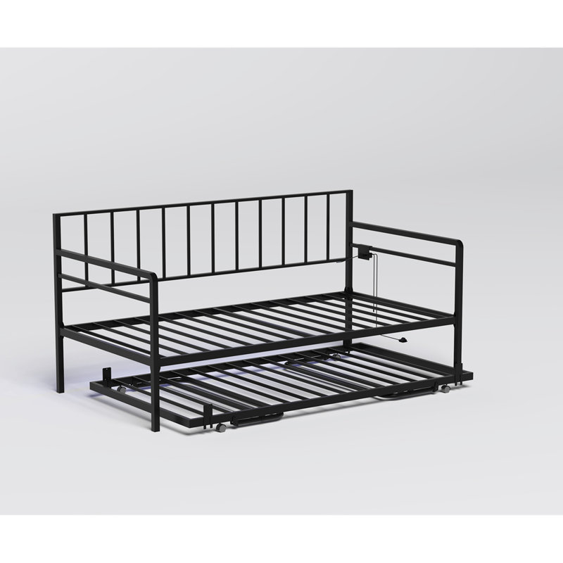 Structure de lit de jour réglable en hauteur avec lit gigogne