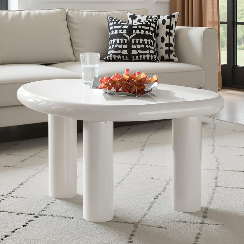 Table basse avec assemblage de pattes réglables simples à finition laquée 36,25 po Consida, Blanc