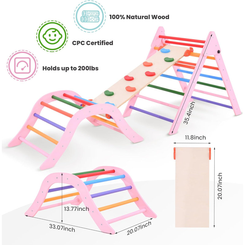 GURLLEU 75'' W Wood Climber, Pink