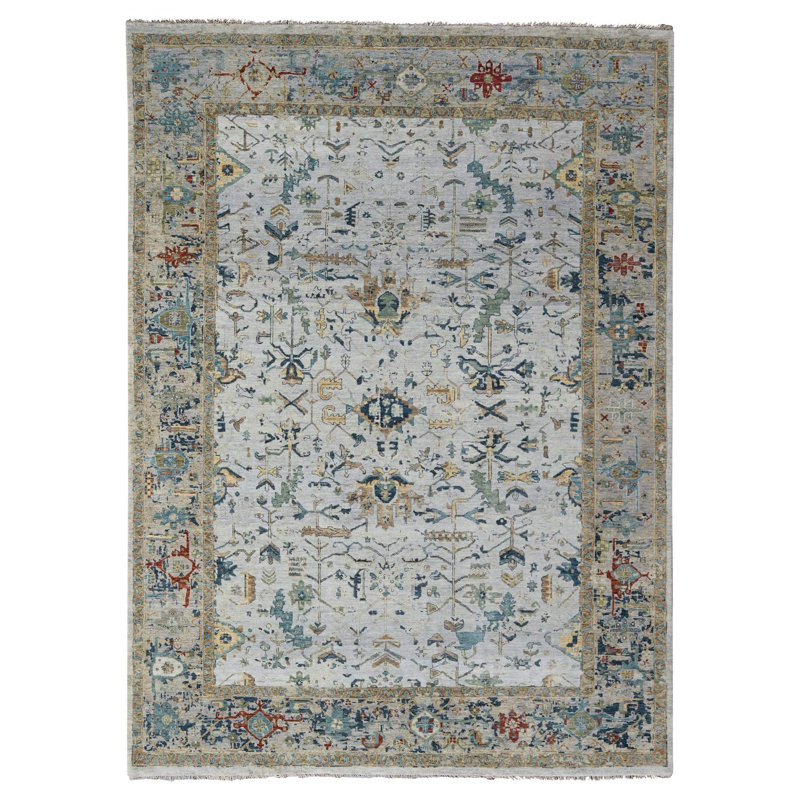 Tapis bleu nouvel âge en laine 8 pi 10 po x 12 pi Casaundra