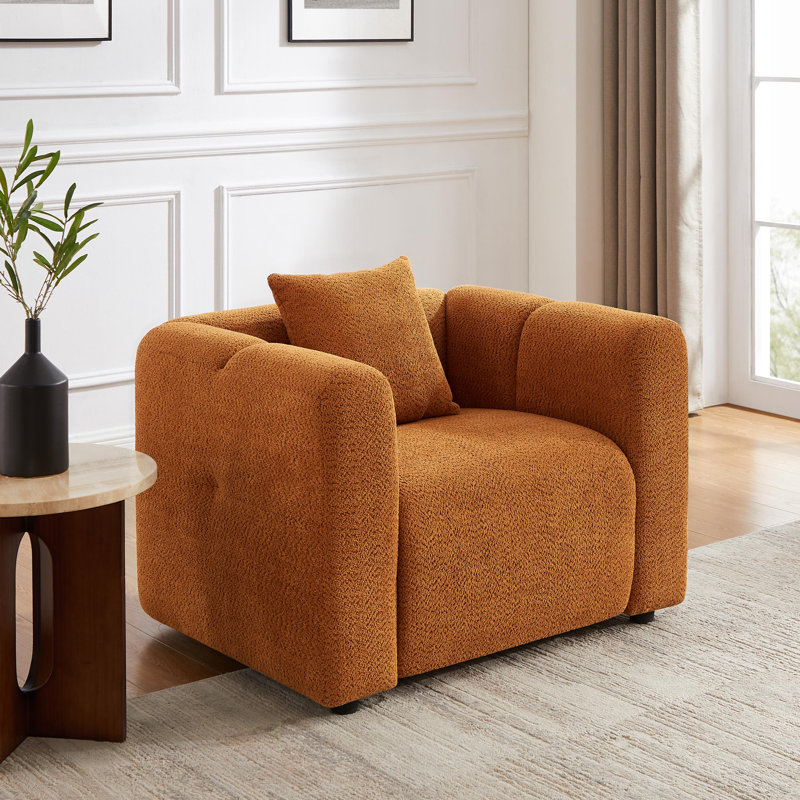 Fauteuil d'appoint rembourré 42,91 pouces Jasey, Polyester curry