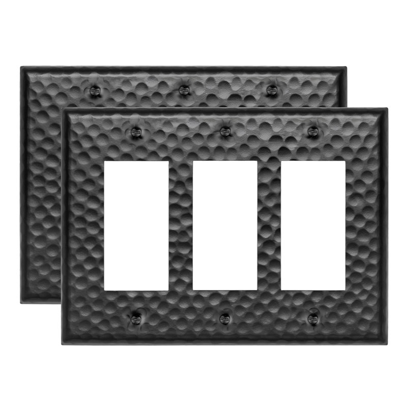 Ensemble de 2 assiettes à bascule martelées à la main (ensemble de 2), Noir mat, 2