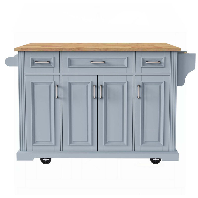 Versatile Kitchen Island with Multiple Storage Options and Stylish Design, Grey+Blue