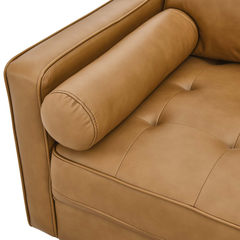 Modway Valour 88" Leather Sofa, Tan Faux Leather