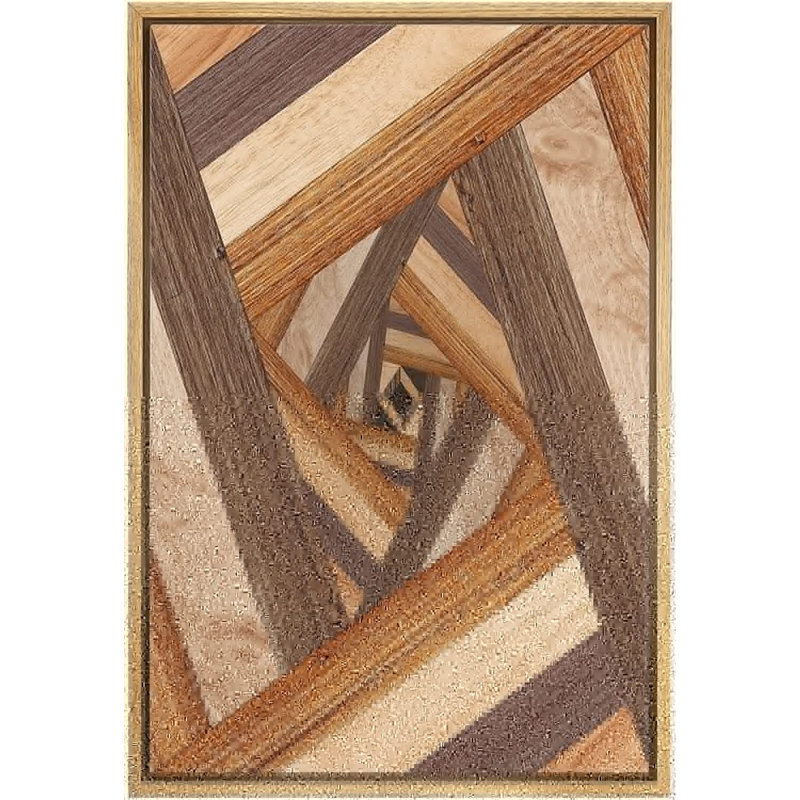Motif d'illusion géométrique brun torsadé - reproduction sur toile, L 24 po x H 36 po, Naturel