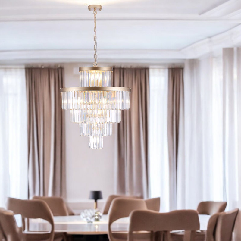 15 - Light Tiered Chandelier, Gold