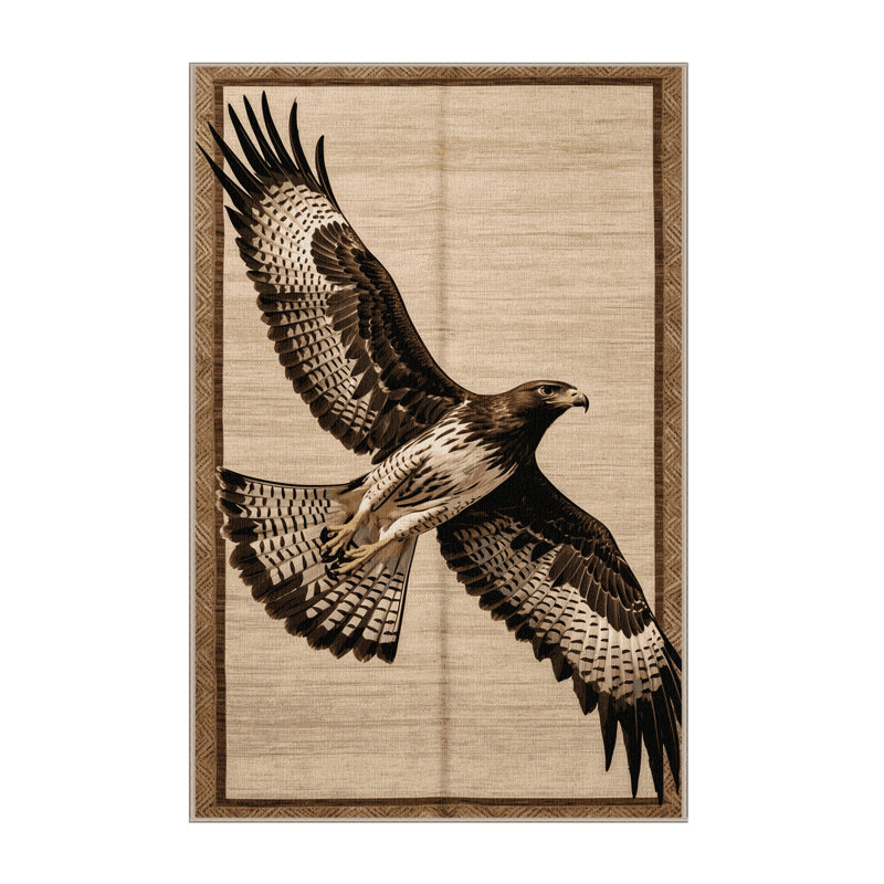 Washable Zone tailed Hawk Birds Area Rug, Rectangle 3' x 5'