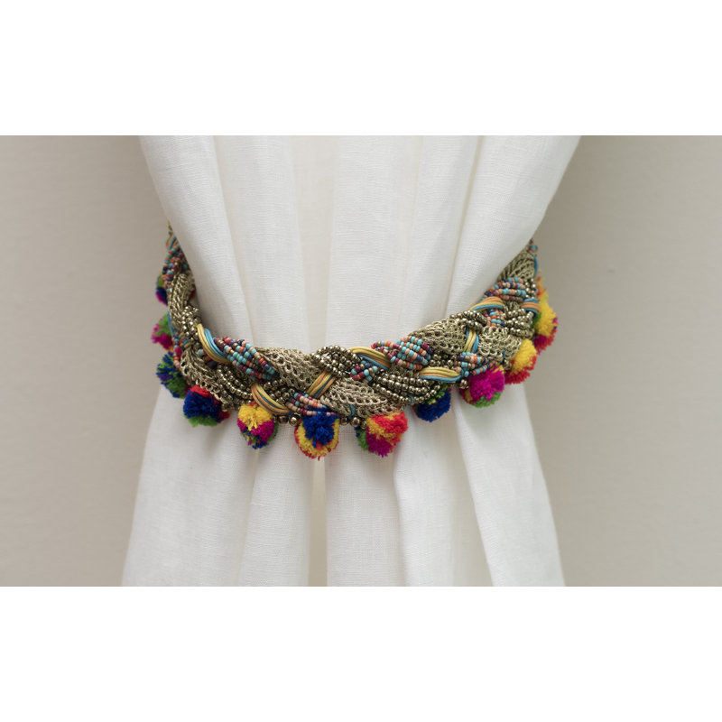 Rani 28'' W Curtain Tieback, Beige/Red/Blue/Yellow