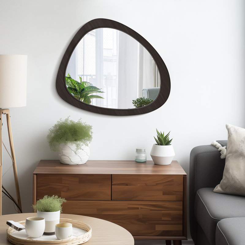 Miroir mural en bois asymétrique pour la décoration intérieure, 23 po x 19 po