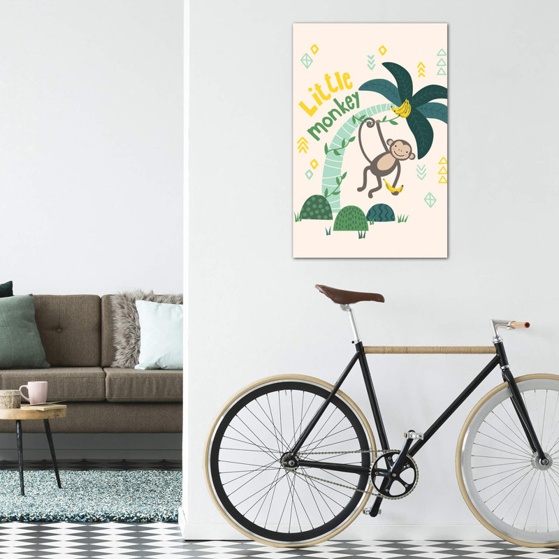 «Little Monkey II» par Caroline Alfreds - impression d'art graphique, H 40 po x l 26 po x P 1,5 po, Toile tendue