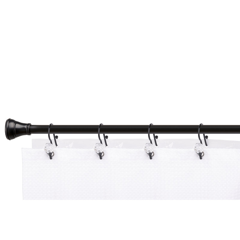 Matte Black Double Shower Curtain Hooks with Crystal Design