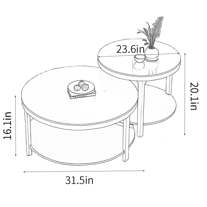 Table de bout ronde, Blanc