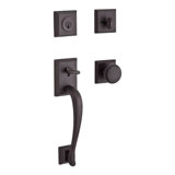 Napa Single Cylinder Handleset with Round Door Knob and Traditional Square Rose with Smartkey