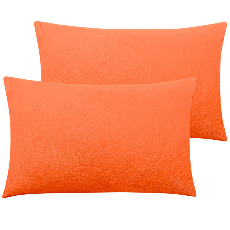 Zippered Pillowcases, Luxury Velvet Flannel Pillow Cases, Super Soft - NTBAY, 20" x 30", Orange