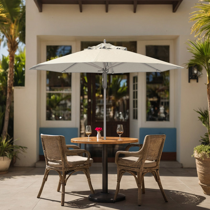 Parasol de patio en aluminium 9 pi, Crème, crème