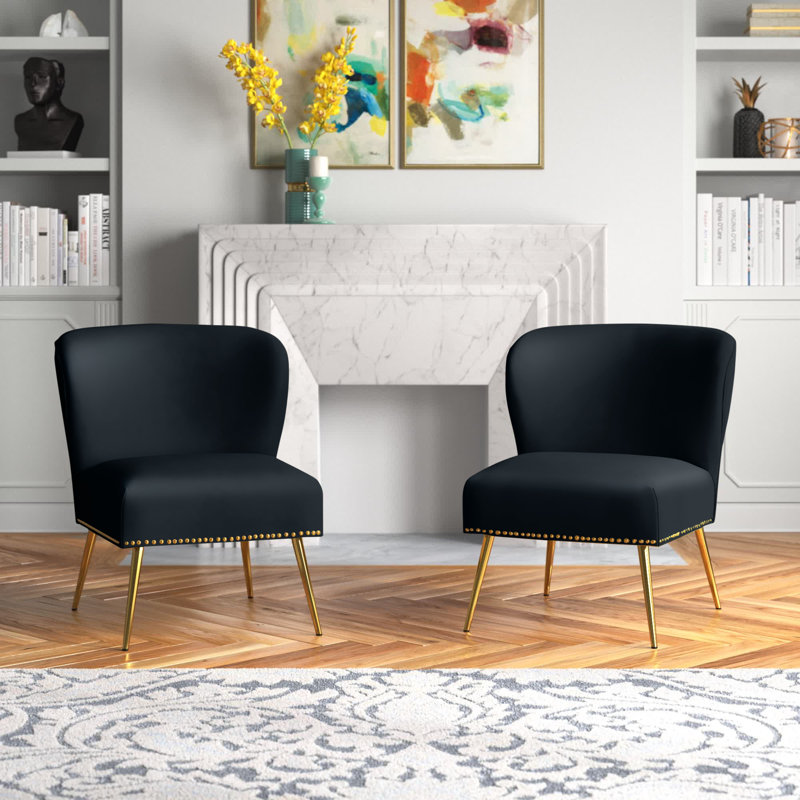 Chaise d'appoint en velours l 26 po Clive, Velours noir