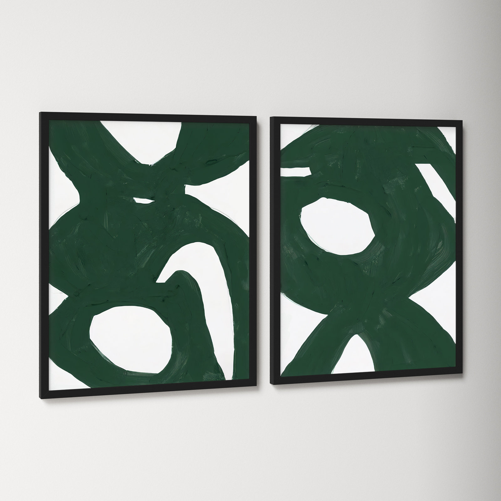 Goodall "Green Harmony" 2-Piece Painting Set, Black Framed, 30" H x 24" W