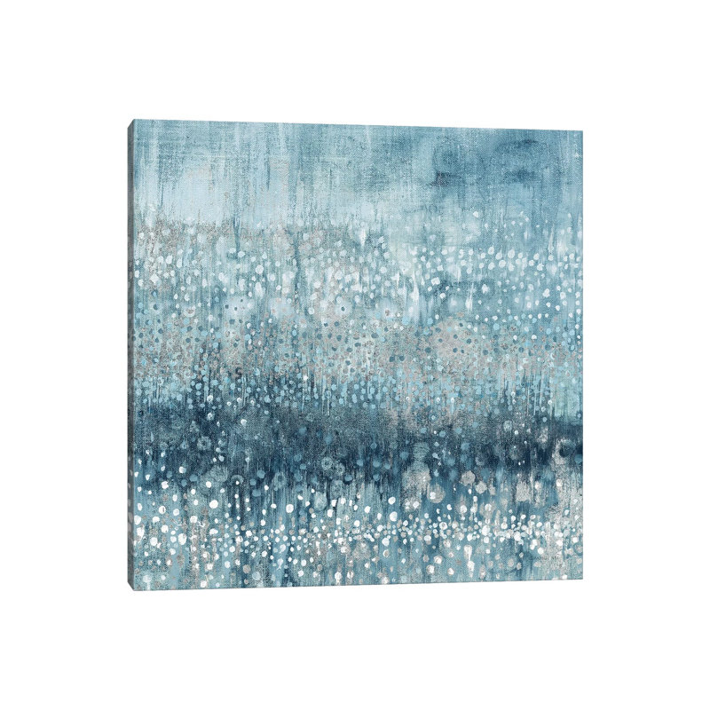 Rain Abstract IV Blue Silver by Danhui Nai - Wrapped Canvas Print, 45.72 cm H x 45.72 cm W x 1.91 cm D