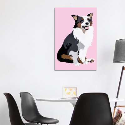 Woof On Pink by Julie Ahmad - Wrapped Canvas Print