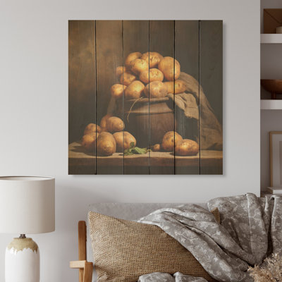 «Potato Amber», art mural bois de poterie sur bois de pin naturel