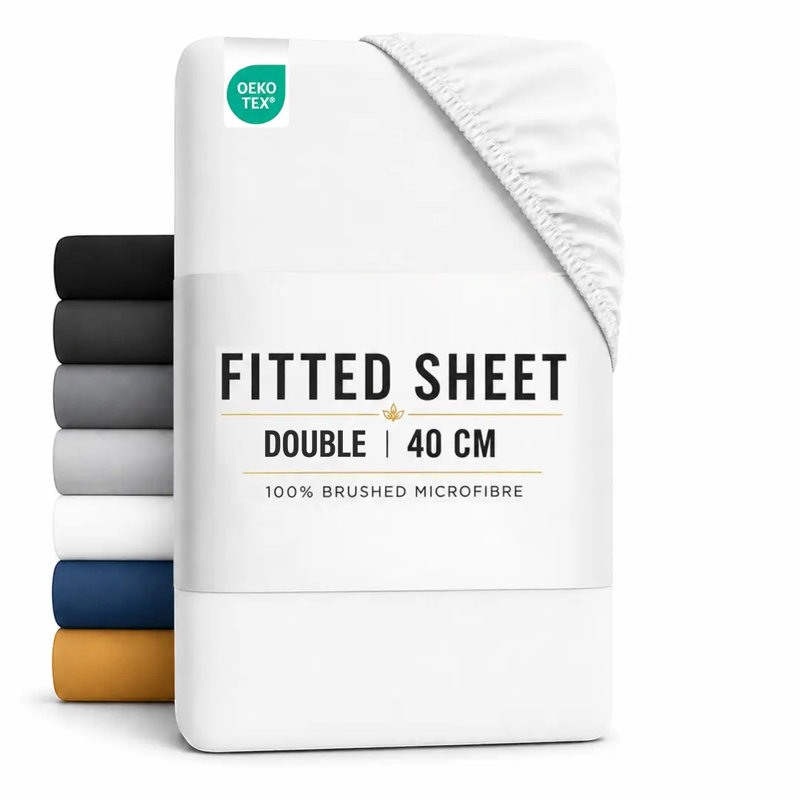 Luxury Extra Deep Fitted Sheet, 40cm (16 Inch) Pocket, Ultra Soft Hypoallergenic Fade Resistant Brushed Microfibre Bed Sheet with Durable Elastic
