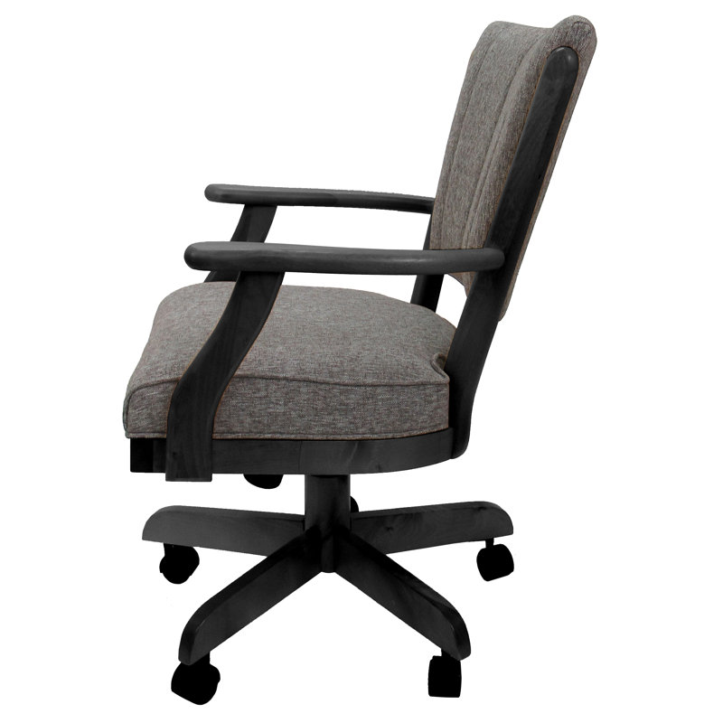 Chaise pivotante en bois avec accoudoirs Gravois, Gris Mojave, Gris foncé