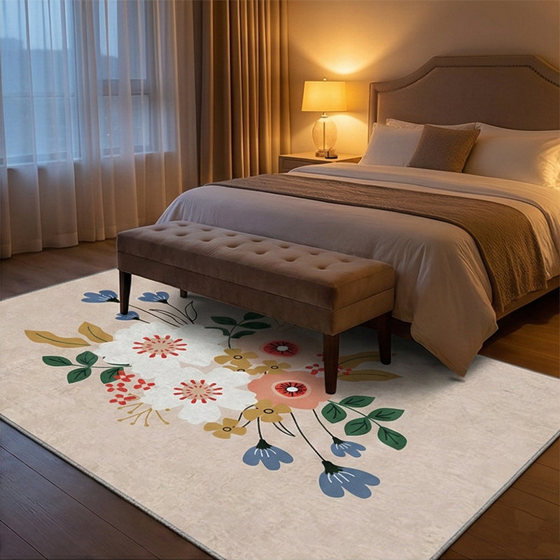 Lunick Floral Bouquet Velvet Area Rug