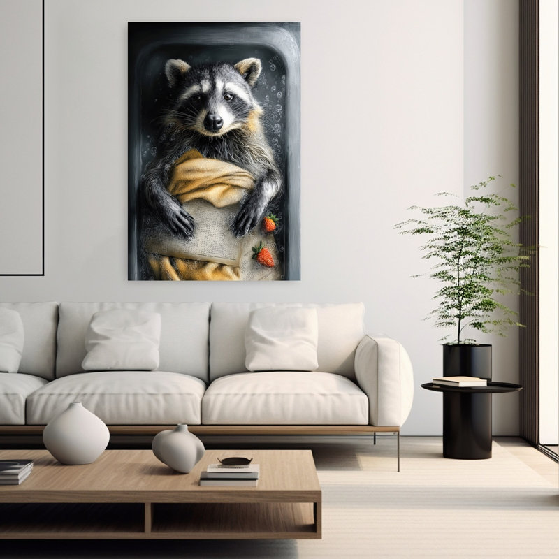 Raccoon In Bathtube 2 by Justyna Jaszke - Wrapped Canvas Print, 152.4 cm H x 101.6 cm W