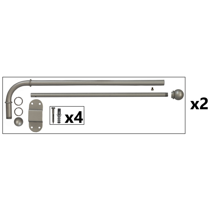Tringle à rideaux simple Pennie, H 0,5 po x l 24 po x p 0,5 po, Étain